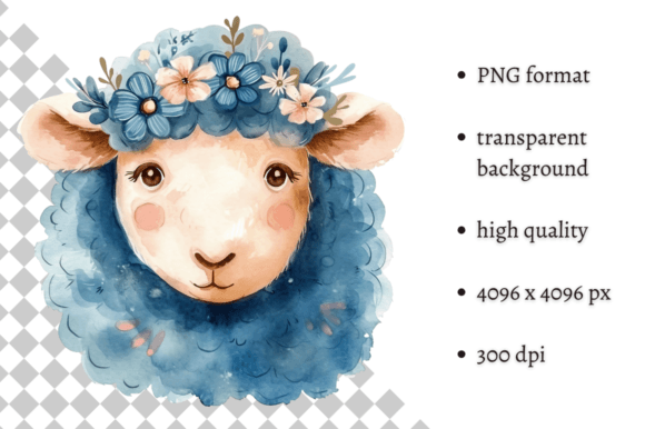 Download Watercolor Blue Easter Sheep Clipart - Art Collection