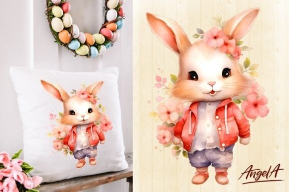 Download Cute Easter Floral Bunny Boy Clipart Png - Art Collection