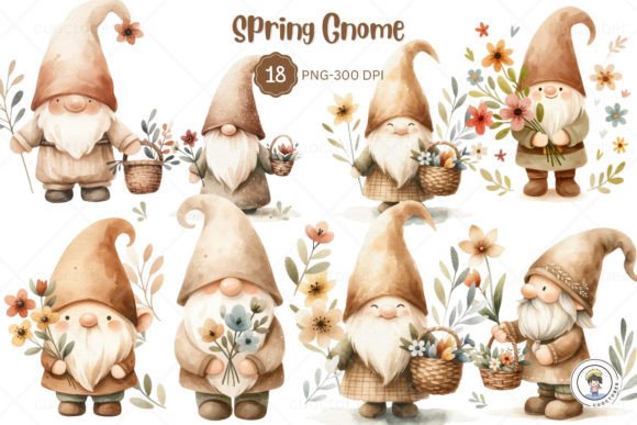 Download Watercolor Vintage Spring Gnome Clipart - Art Collection