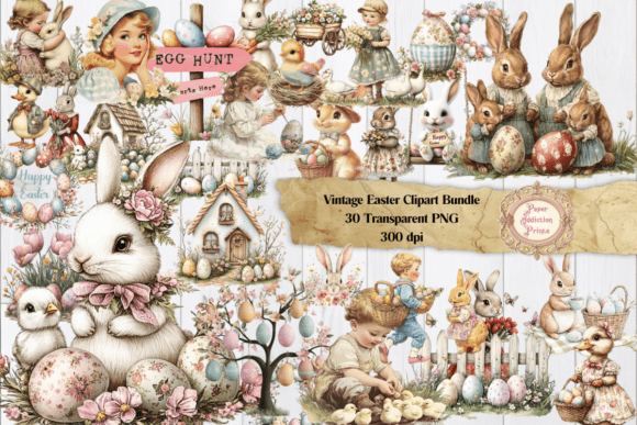 Download Vintage Easter Clipart Bundle - Art Collection