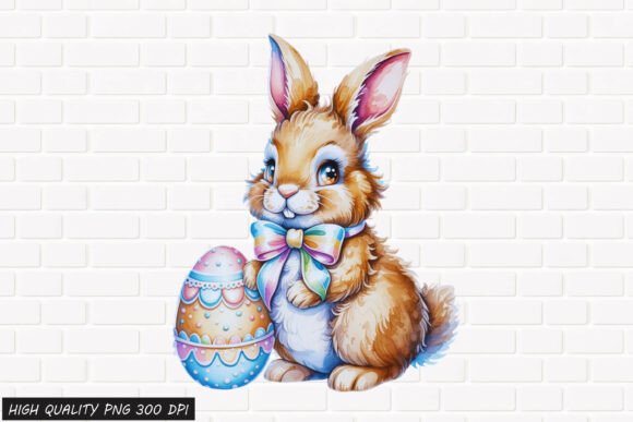 Download Cute Easter Bunny with Egg Clipart 5 PNG - Art Collection