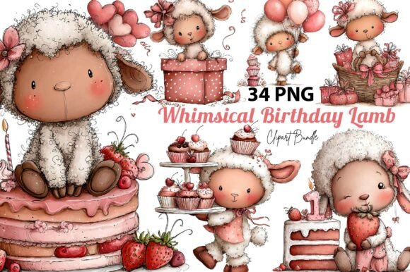 Download Whimsical Birthday Lamb Clipart - Art Collection