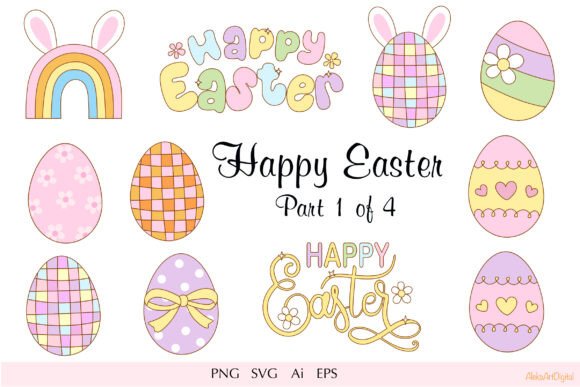 Download Happy Easter Eggs and Lettering Part 1 - Art Collection