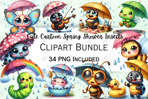 Download Cute Spring Shower Insect Clipart - Art Collection