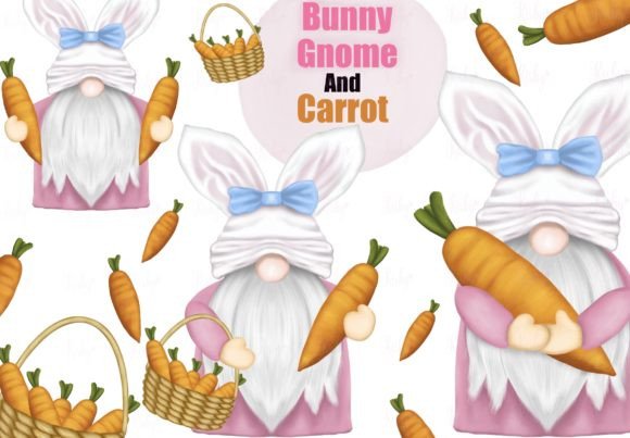 Download Easter Bunny Gnome and Carrot Clipart. - Art Collection