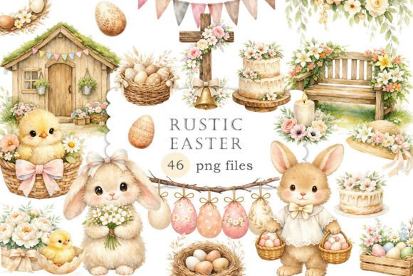 Download Watercolor Rustic Easter Clipart PNG - Art Collection