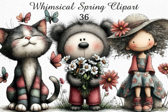Download Whimsical Spring Clipart Png Bundle - Art Collection