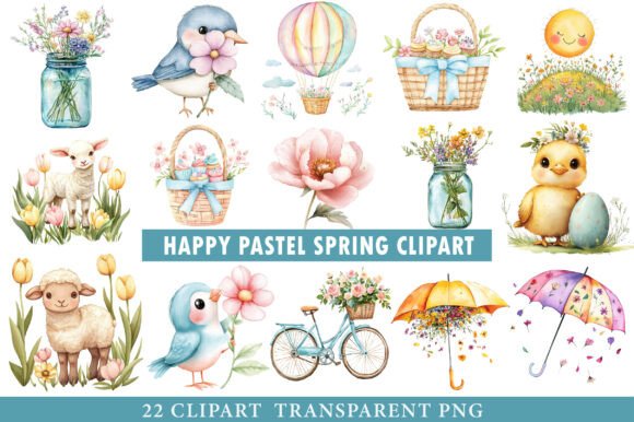 Download Happy Pastel Spring Watercolor Clipart - Art Collection