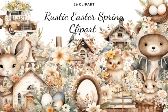 Download Rustic Easter Spring Clipart Bundle - Art Collection