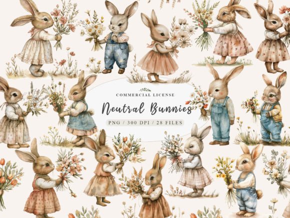 Download Bunny Nursery Print,Neutral Baby Clipart - Art Collection