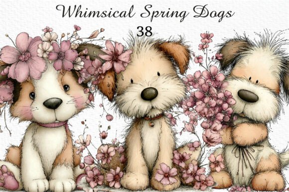 Download Whimsical Spring Dogs Clipart Png - Art Collection