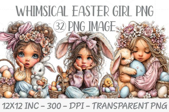 Download Whimsical Easter Girl PNG Clipart Bundle - Art Collection