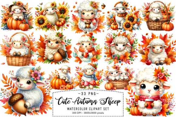 Download Cute Autumn Sheep Clipart Sublimation - Art Collection