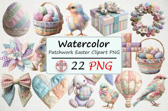 Download Watercolor Patchwork Easter Clipart PNG - Art Collection