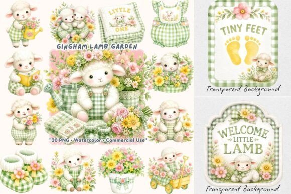 Download Coquette Gingham Lamb Garden Clipart - Art Collection
