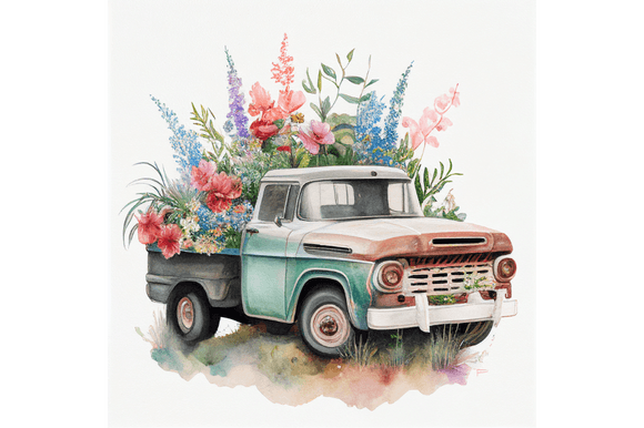 Download Vintage Truck Watercolor Clipart File - Art Collection