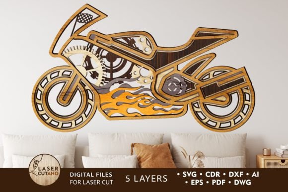 Download MOTO Laser Cut Wooden Wall Art for Biker - Art Collection