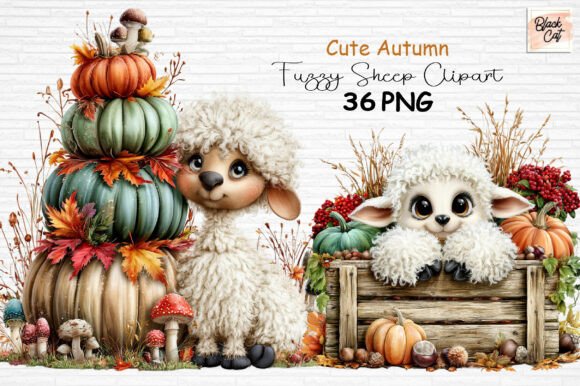 Download Cute Autumn Fuzzy Sheep Clipart PNG - Art Collection