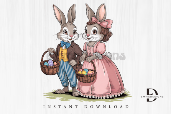 Download Vintage Easter Clipart Rabbit Bunny PNG - Art Collection