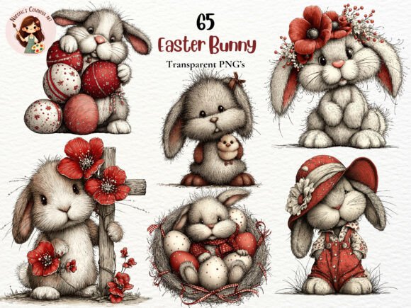 Download Whimsical Easter Bunny Clipart Bundle - Art Collection