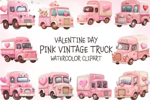 Download Valentine Day Pink Vintage Truck ClipArt - Art Collection