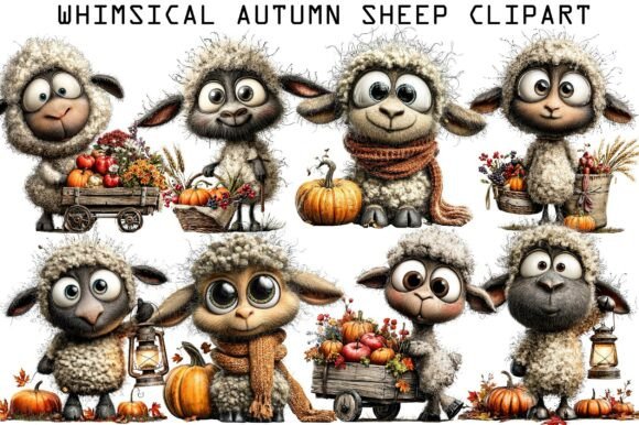 Download Whimsical Autumn Sheep Clipart - Art Collection