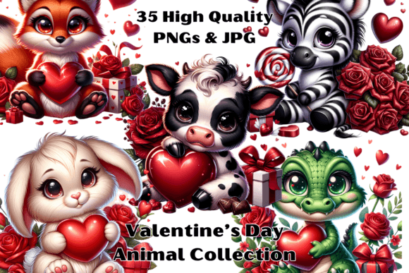 Download Valentine's Day Cute Animal Clipart - Art Collection