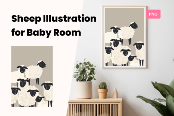 Download Happy Sheep Minimalist Art for Babies - Art Collection
