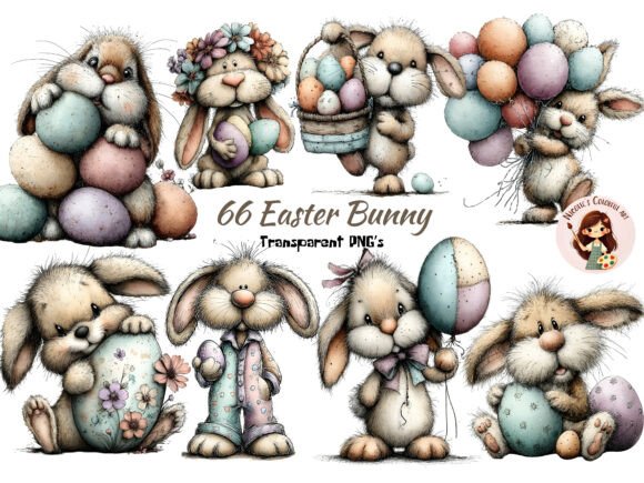 Download Whimsical Easter Bunny Clipart Bundle - Art Collection