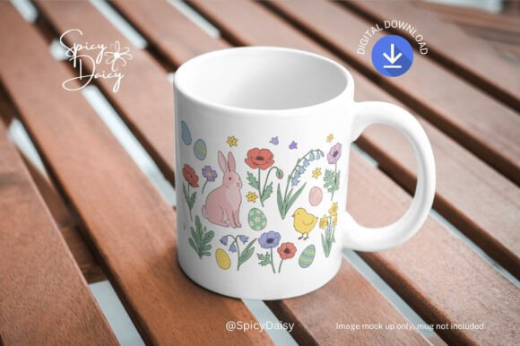 Download Easter Bunny Spring Flowers Clipart Set - Art Collection
