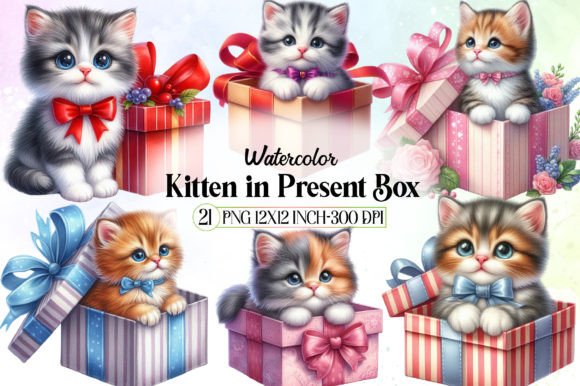 Download Kitten in Present Box Clipart - Art Collection