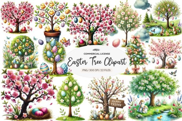 Download Watercolor Easter Tree Clipart - Art Collection