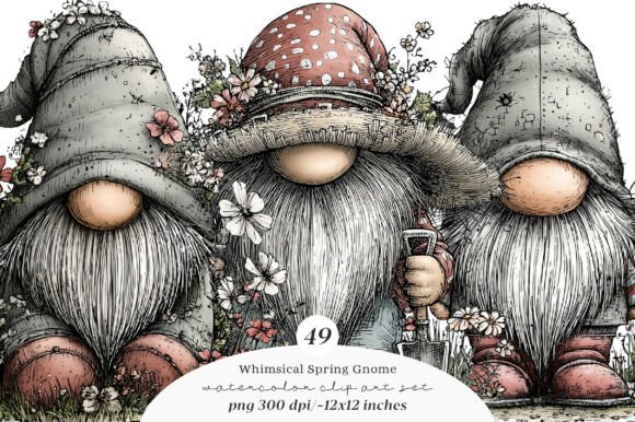 Download Whimsical Spring Gnome Clipart - Art Collection