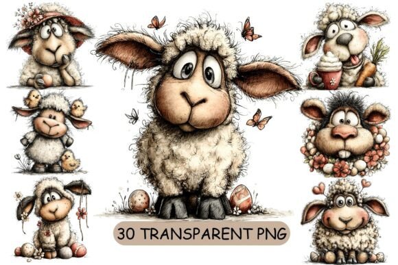 Download 30 Whimsical Easter Lamb PNG Clipart - Art Collection