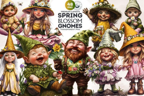 Download 48 Spring Gnome Clipart Set - Art Collection