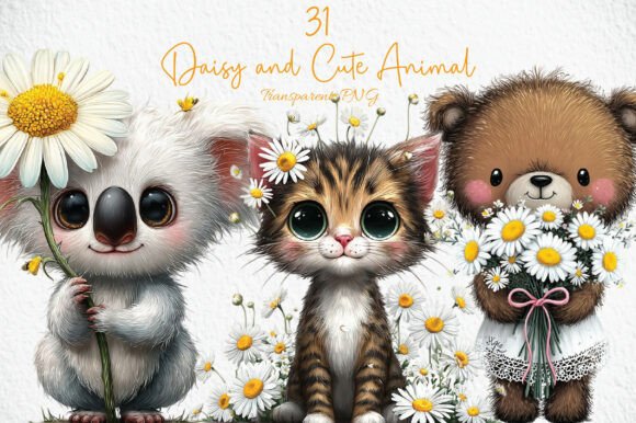 Download Daisy and Cute Animal Clipart PNG - Art Collection