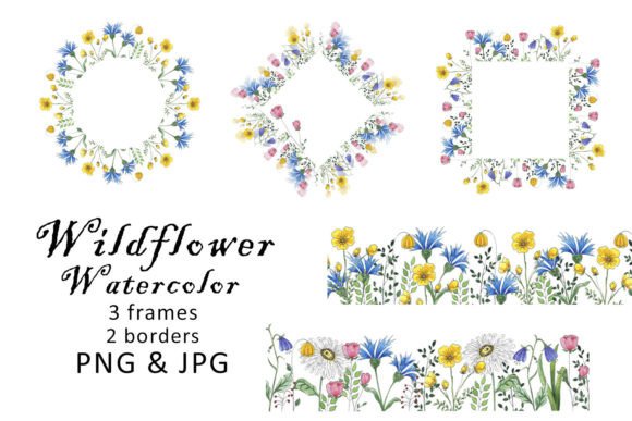 Download Watercolor Border Clipart Wildflower PNG - Art Collection