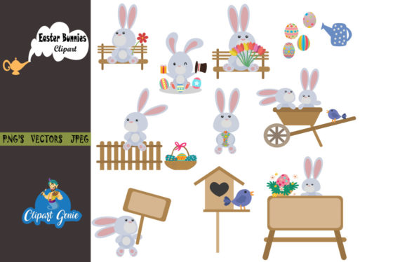 Download Easter Bunnies Clipart Bundle - Art Collection