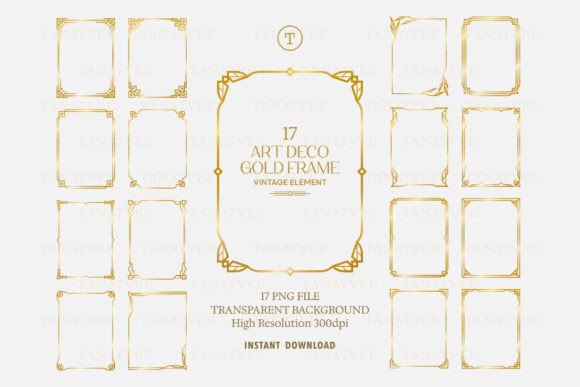 Download 17 Gold Art Deco Frame Clipart Volume 1 - Art Collection