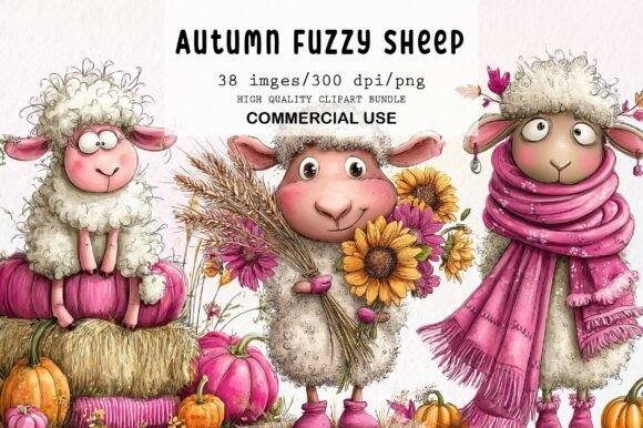 Download Cute Autumn Fuzzy Sheep PNG Clipart - Art Collection