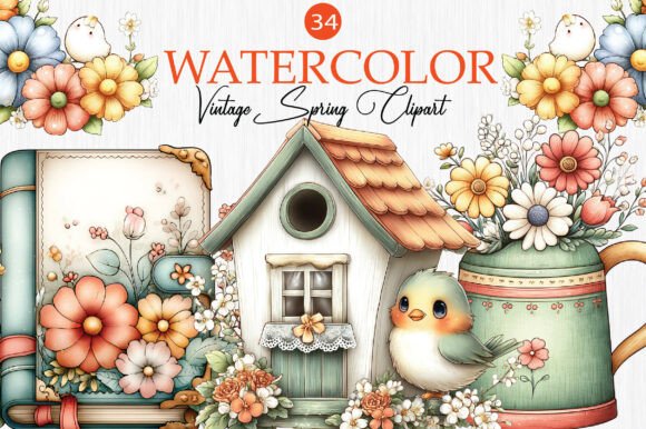 Download Watercolor Vintage Spring Clipart - Art Collection