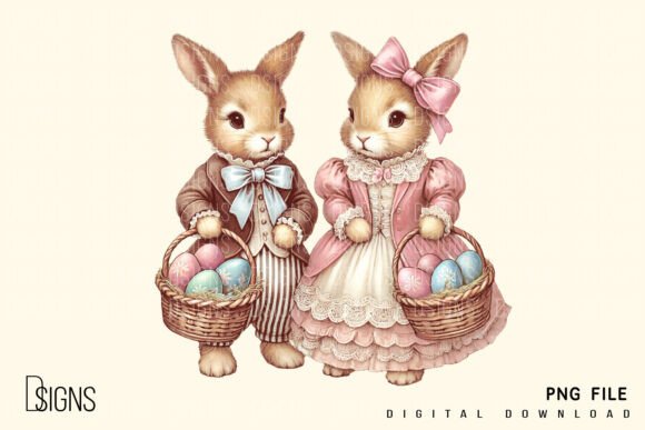 Download Vintage Easter Clipart Rabbit Bunny Png - Art Collection