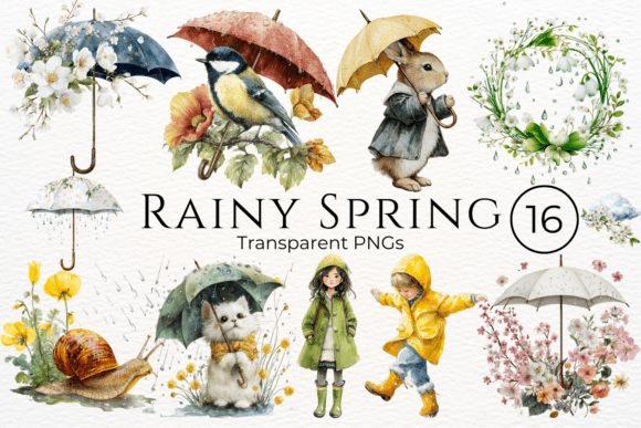 Download Rainy Spring Watercolor Clipart - Premium Resources