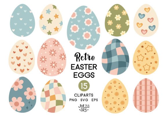 Download Retro Groovy Easter Egg Clipart - Premium Bundle
