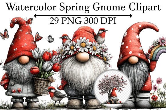 Download Watercolor Spring Gnome Clipart - Art Collection