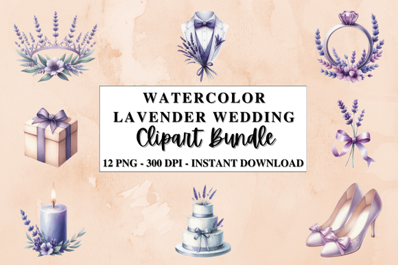 Download Watercolor Lavender Wedding Clipart - Art Collection