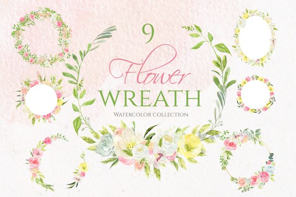 Download 9 Spring Watercolor Flower Wreath - Spring watercolor Collection
