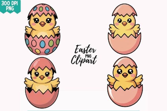 Download 4 Cute Easter Chick PNG Clipart Design - Art Collection