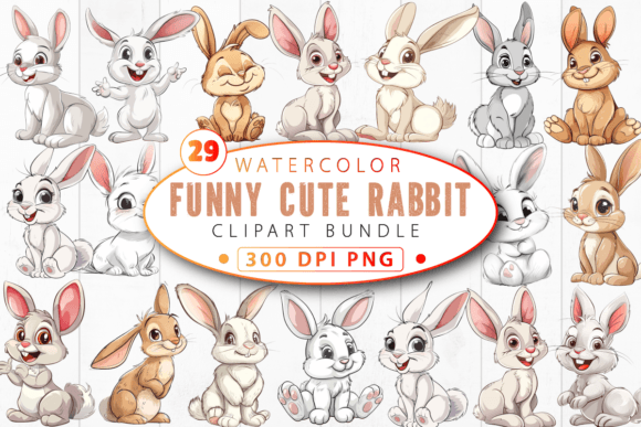 Download Funny Cute Rabbit Clipart Bundle - Art Collection