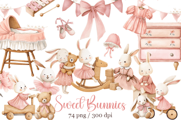 Download Cute Bunny Clipart, Pink Boho Bunny - Art Collection